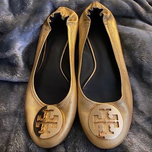 Tory Burch Gold Flats Size 9
